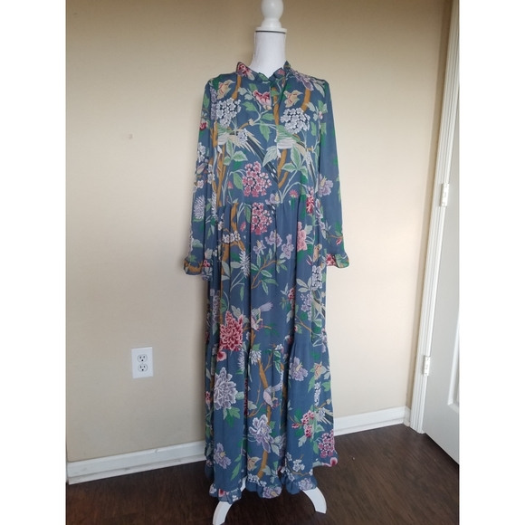 NWT GP&J BakerxH&M chiffon prairie maxi dress - Picture 5 of 10